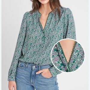 Banana Republic Scallop Trim Floral Print Women's Top